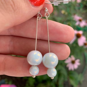 Silver Fish Hook Wire Drop Earrings