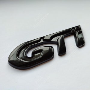 Gloss Black Metal Rear Boot Trunk Car Badge for Peugeot GTi 208 308 207 108 - Self Adhesive - Dechrome - Glossy Shiny