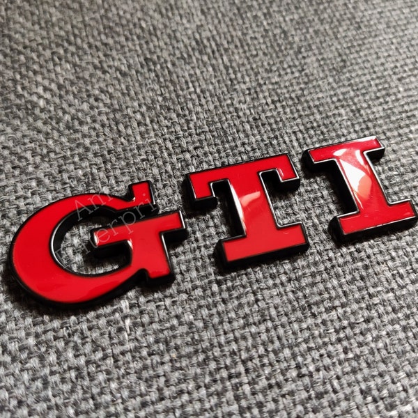 Gloss Red & Black Rear Boot Trunk Car Badge for GOLF Mk5, POLO GTI  - Pre-applied Self Adhesive backing - Dechrome - Glossy Shiny