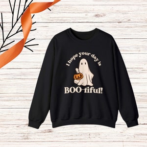 Boo-tiful Halloween Crewneck Sweatshirt, Ghost Sweatshirt, Halloween Sweatshirt, Stay Spooky, Spooky Season Sweatshirt, Women Fall Shirt