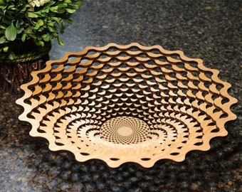All-Wood Bowl, Weave Pattern, Twist Style, Display Bowl, Glo Bowl, Home Decor