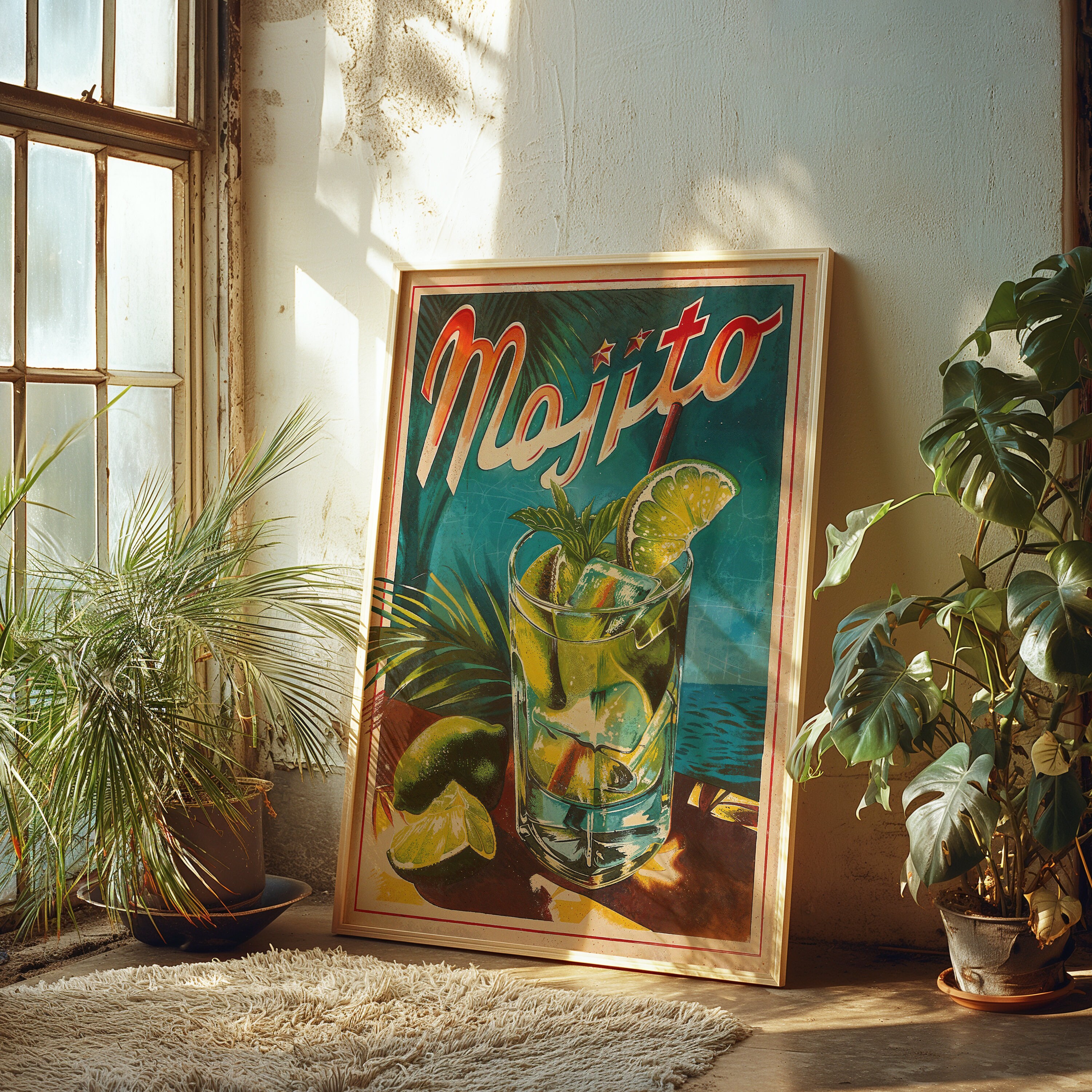 Poster Vintage Cocktail Mojito - Stampa Decorativa Da Parete 40x30cm, Serie Pubblicità Retro, Carta Patinata, Perfetto Per Bar, Casa O Ufficio