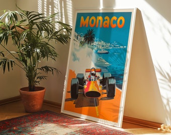 Affiche Grand Prix de Monaco Automobile Racing Wall Art- 12X16/16X20