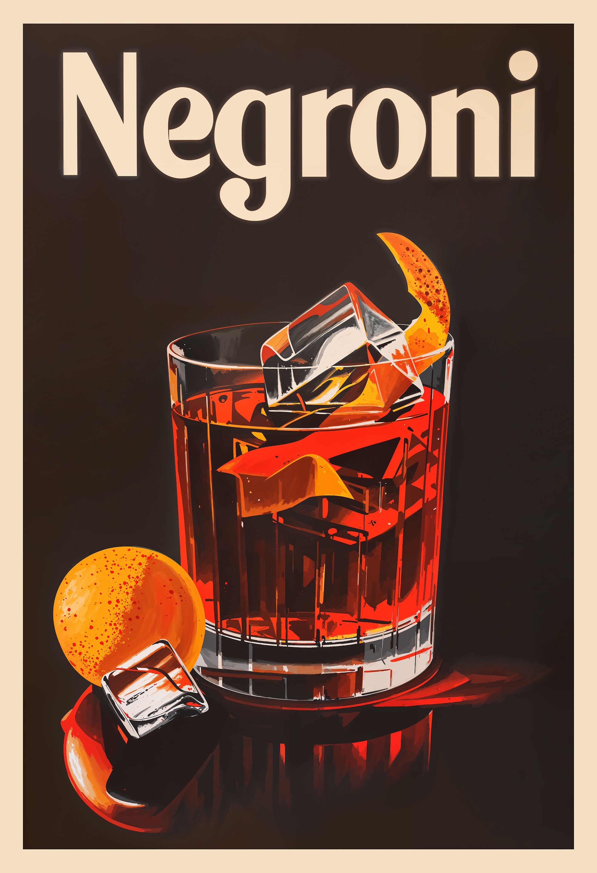 Mid-century Modern Negroni Print: Retro Italian Cocktail Bar Art
