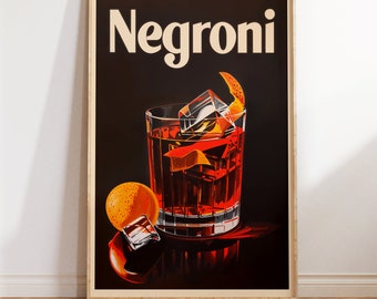 Mid-Century Modern Negroni Print: Retro Italian Cocktail Bar Art