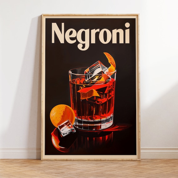 Mid-century Modern Negroni Print: Retro Italian Cocktail Bar Art