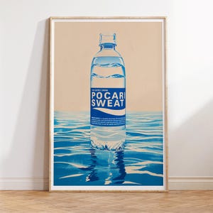 Pocari Sweat Poster | Vintage Werbestil Druck | Retro japanische Wandkunst | Nostalgische Anzeigen Illustration | Japan inspiriert Dekor