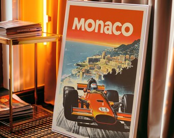 Affiche Vintage Originale Grand Prix Monaco 1980 – Formule 1, Lithographie
