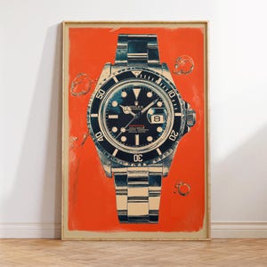Rolex Submariner Poster | Retro Advertisement Style Print | Vintage Dive Watch Inspired Wall Art | Nostalgic Office Decor