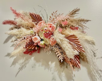 Pampas Dried Flower Arrangement, Bridal Shower Decor, Wedding Decor, Wedding Sign Floral, Wedding Arch Arrangement, Wall Decor