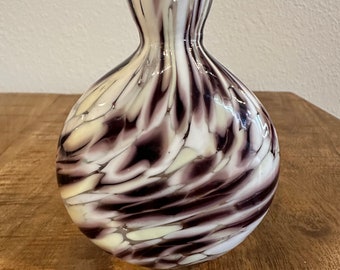 Glasblaserei Karl Schmid Bud Vase- Violet et Blanc- Vase en verre soufflé