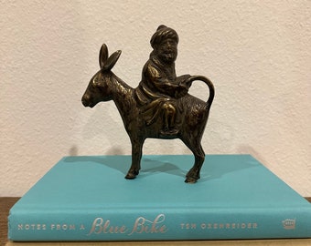 Vintage Brass casting sculpture of Man and Donkey