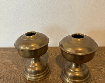 Vintage Brass Oil Lamp Bases - Set of 2