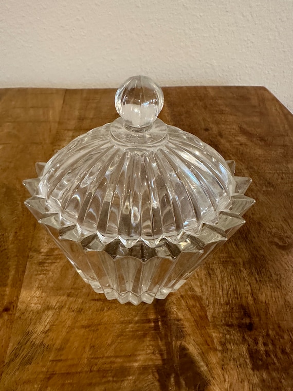 Vintage Glass trinket Dish with lid