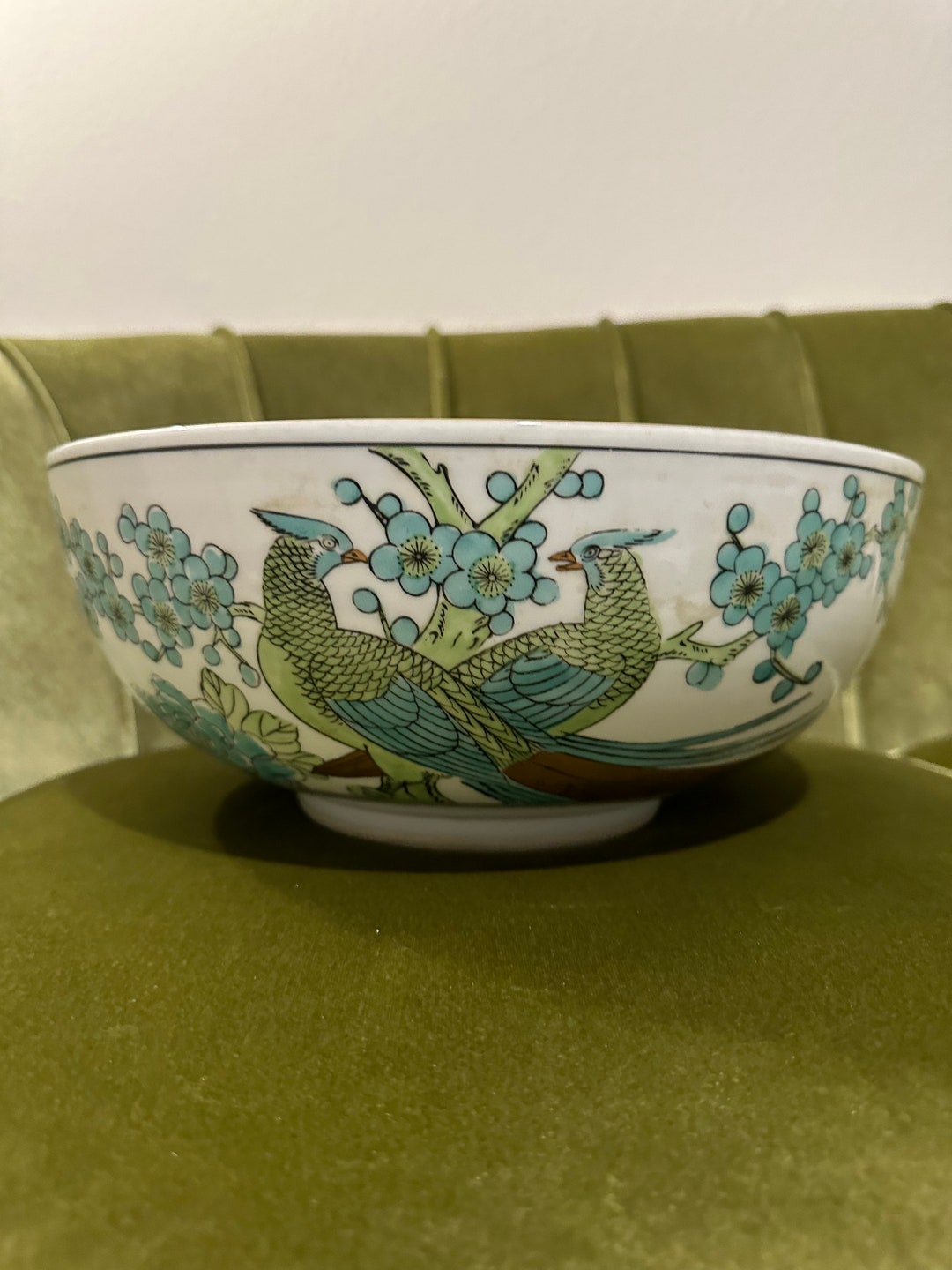 Vintage Japanese Gold Imari Hand Painted Floral Shallow Bowl