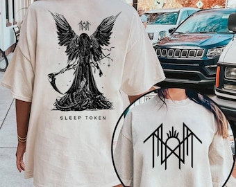 2 Sides Sleep Token Reaper Angel Shirt, Sleep Token Sweatshirt, Retro Rock Band Hoodie, Sleep Token Tour Merch