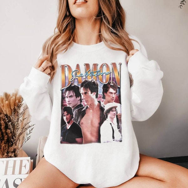 Retro Damon Salvatore Sweatshirt, Damon Salvatore Shirt, Damon Salvatore Hoodie, ian somerhalder shirt, Diares Shirt