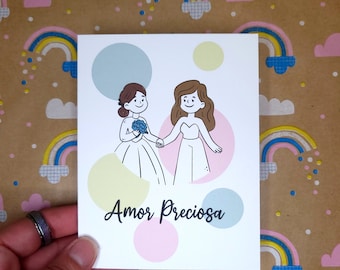 Wedding Card for Lesbian Couple Gift for Marriage Playful Cartoon for Married Couple Colorful Wedding Gift Cute Card for Gay Wedding Gift