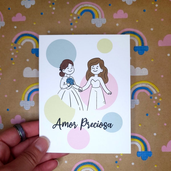 Wedding Card for Lesbian Couple Gift for Marriage Playful Cartoon for Married Couple Colorful Wedding Gift Cute Card for Gay Wedding Gift