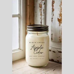 Fall Farmhouse Soy Candle, Apple Cider Scented, 12 Ounce Rustic Mason Jar Candle,  Home Fragrance, Thanksgiving Decor