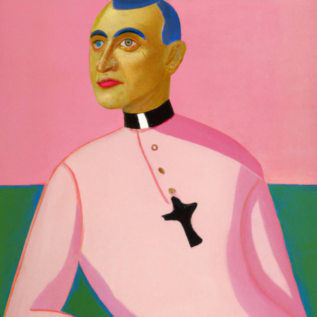 Priest in Pink Wall Art Painting Instant Download High Etsy