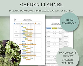 British Herb Garden Planner - Calendario stampabile per semina, pianta e raccolto nel Regno Unito (download digitale)