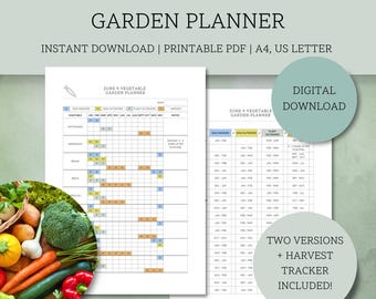 USA Zone 9  Vegetable Garden Planner - Printable Sow, Plant & Harvest Calendar (Digital Download)
