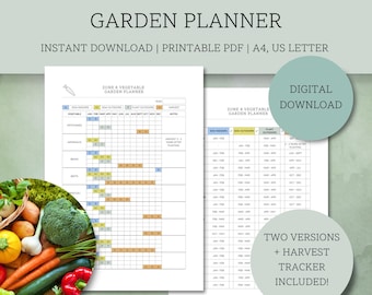 USA Zone 8 Vegetable Garden Planner - Printable Sow, Plant & Harvest Calendar (Digital Download)