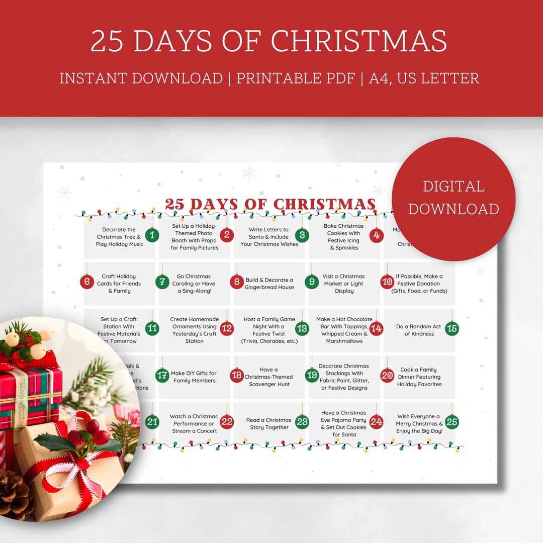Christmas Countdown Calendar - Printable Family Activities for Holiday ...