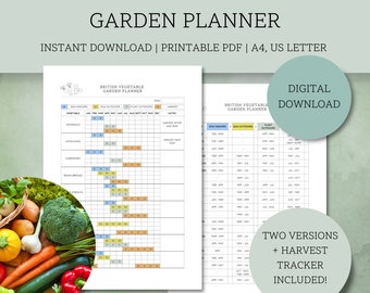 British Vegetable Garden Planner - Printable Sow, Plant & Harvest Calendar UK (Digital Download)