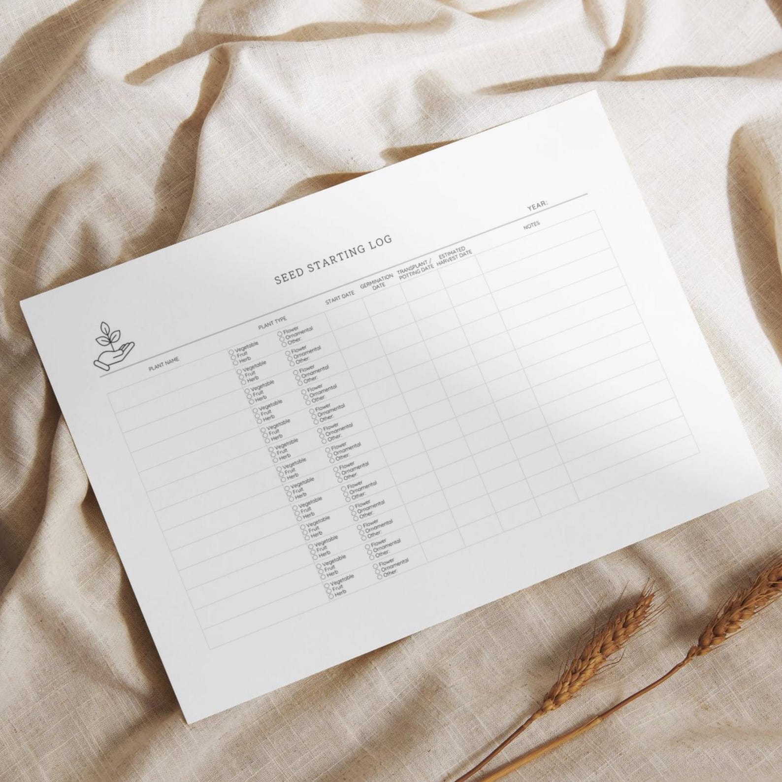 Seed Starting Log - Printable Sowing Planner for Gardeners (digital ...