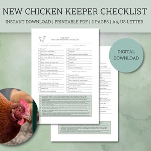Neue Hühnerhalter Checkliste | Druckbare Huhn Pflege Essentials | Anfänger Geflügel Besitzer Liste | Starten Sie ein Gehöft Flock | Sofort Download