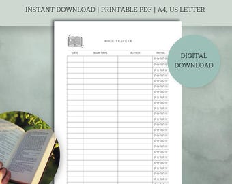 Book Tracker - Printable Reading Log (Digital Download)