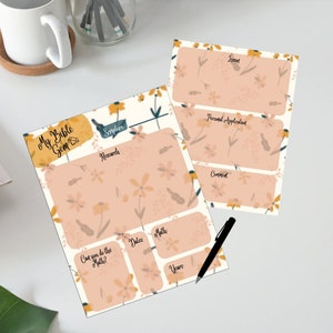 May include: A printable Bible study worksheet with a floral pattern. The worksheet has sections for Scripture, research, personal application, comment, dates, maths, and years. The text "My Bible Gem" is at the top of the page.