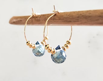 Indigo Teardrop Earrings, gemstone earrings, bridesmaid jewelry, bridal jewelry, birthday gifts, dainty jewelry, gold earrings, anniversary