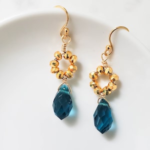 Gold Pyrite Teardrop Earrings image 1