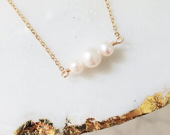 Aria Pearl Necklace, gold necklaces, pearls, wedding jewelry, bridesmaid jewelry, gold filled, gold plated necklace, simple jewelry