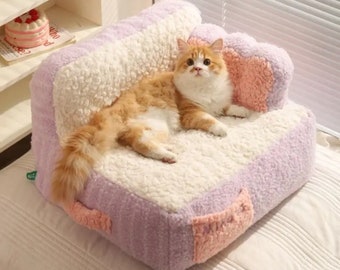 Comfy Cat Sofa with Soft Pillow, Small Dog Bed, cat couch bed, Pet Products, Cute Dog Sofa, Soft Pet Nest