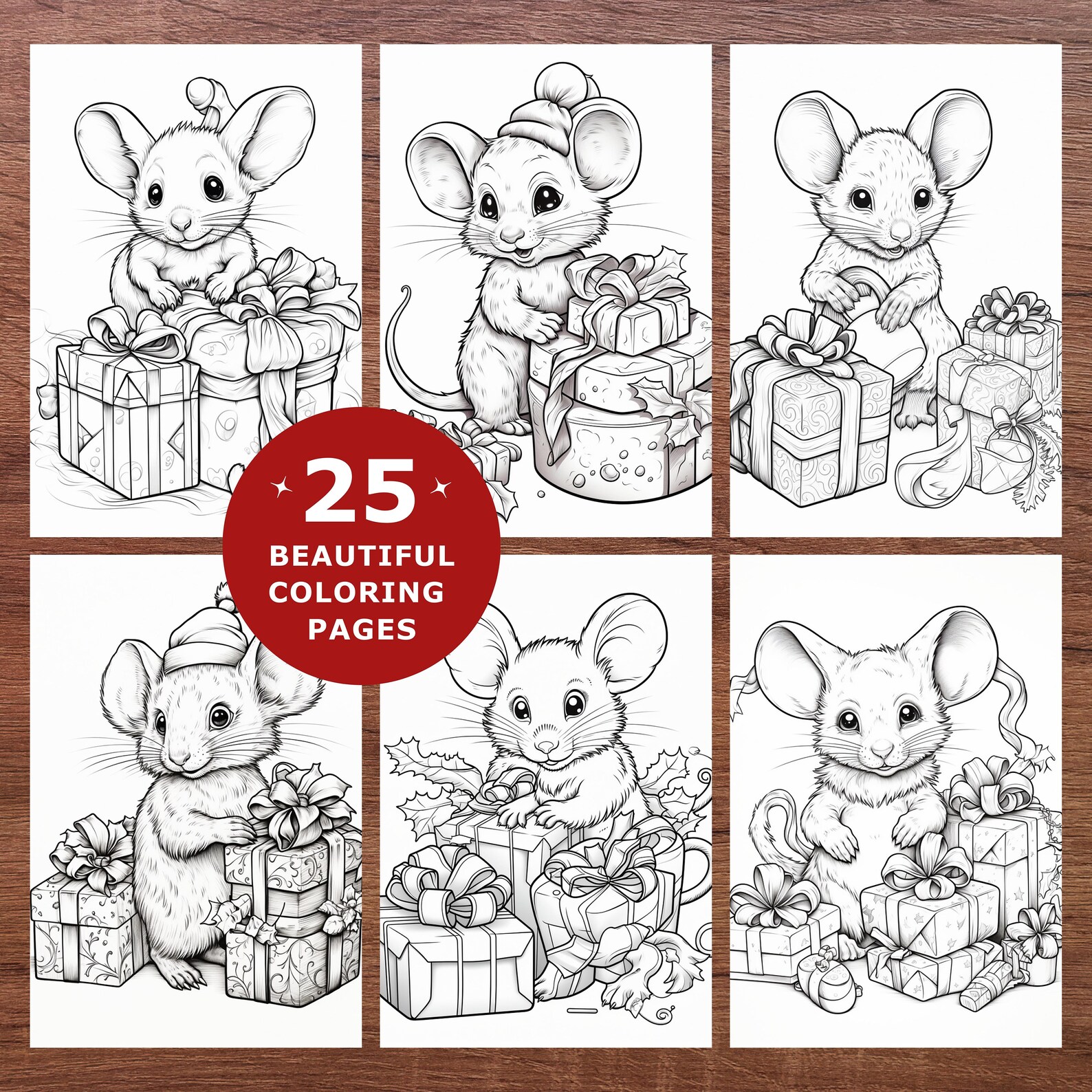 25 Christmas Coloring Pages Grayscale Illustration Christmas - Etsy