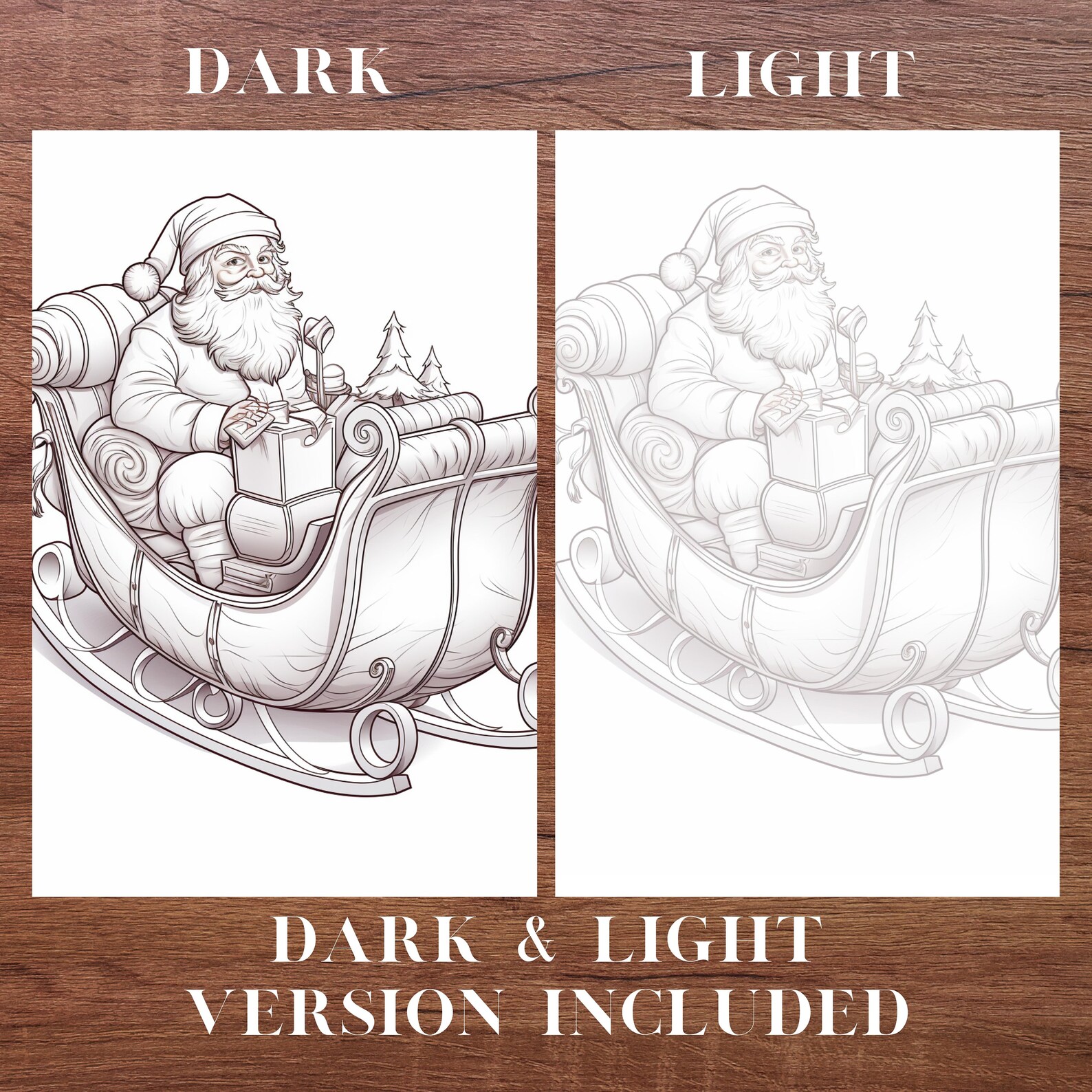 25 Christmas Coloring Pages Grayscale Illustration Santa - Etsy