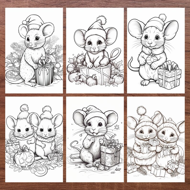 25 Christmas Coloring Pages Grayscale Illustration Christmas - Etsy