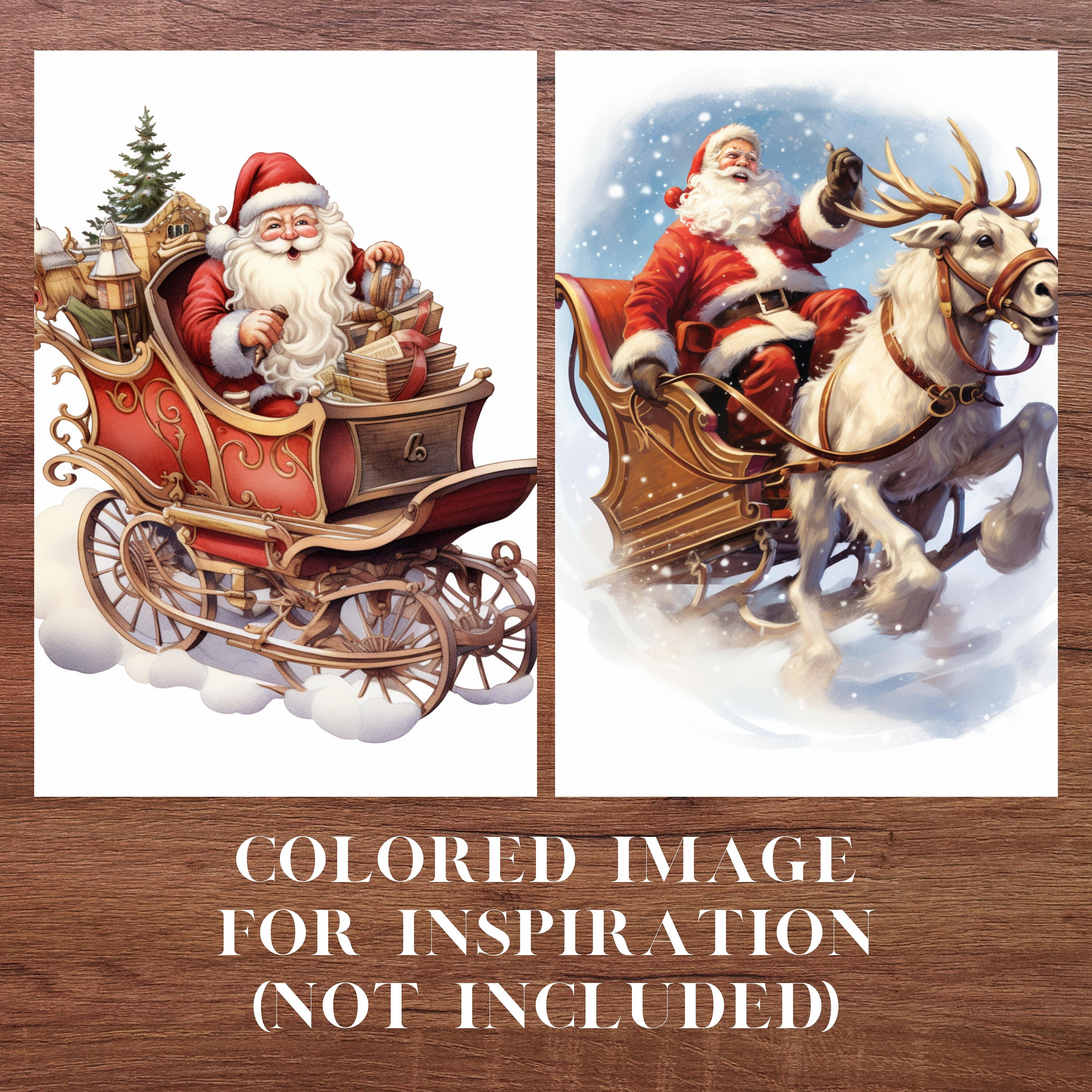 25 Christmas Coloring Pages Grayscale Illustration Santa - Etsy