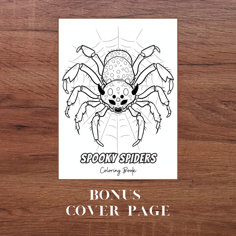 100 Spooky Spider Coloring Pages, Creepy Spider Coloring, Grayscale