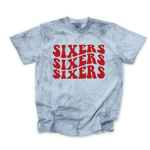 Wavy Philadelphia Sixers T-shirt, Philly 76ers gear, Basketball