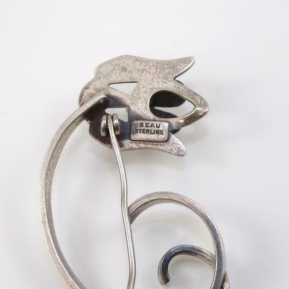 Beau Vintage Sterling Silver Hound Dog Pin Brooch… - image 2