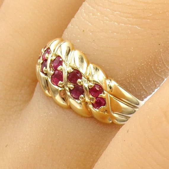 0.50ctw Natural Red Ruby Ribbed Cable Dome Band 1… - image 1