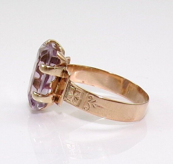 Vtg Antique Victorian 14K Rose Gold Amethyst Ring… - image 6