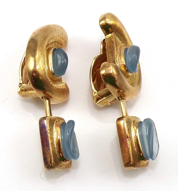 Burle Marx 18K Yellow Gold Aquamarine Drop Dangle… - image 4