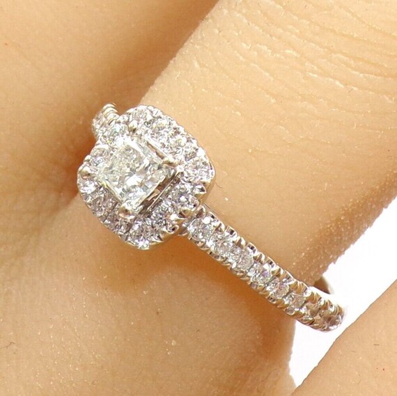 Neil Lane Princess Cut 1ctw Diamond Halo Engagement 14K White Gold Ring LLD3