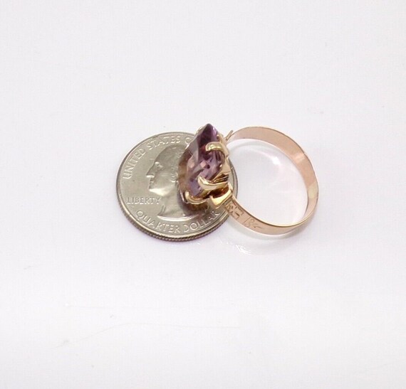 Vtg Antique Victorian 14K Rose Gold Amethyst Ring… - image 8